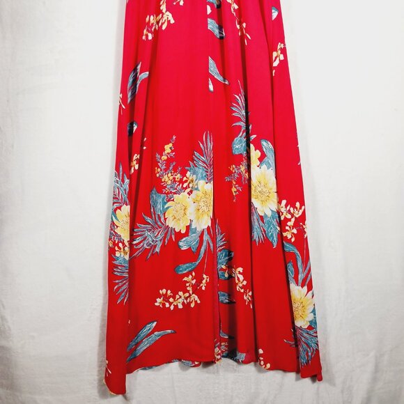 Leith, Red Floral Maxi Dress, Size Small, Short Sleeve, Cottage Core, Vacation, - Picture 8 of 15